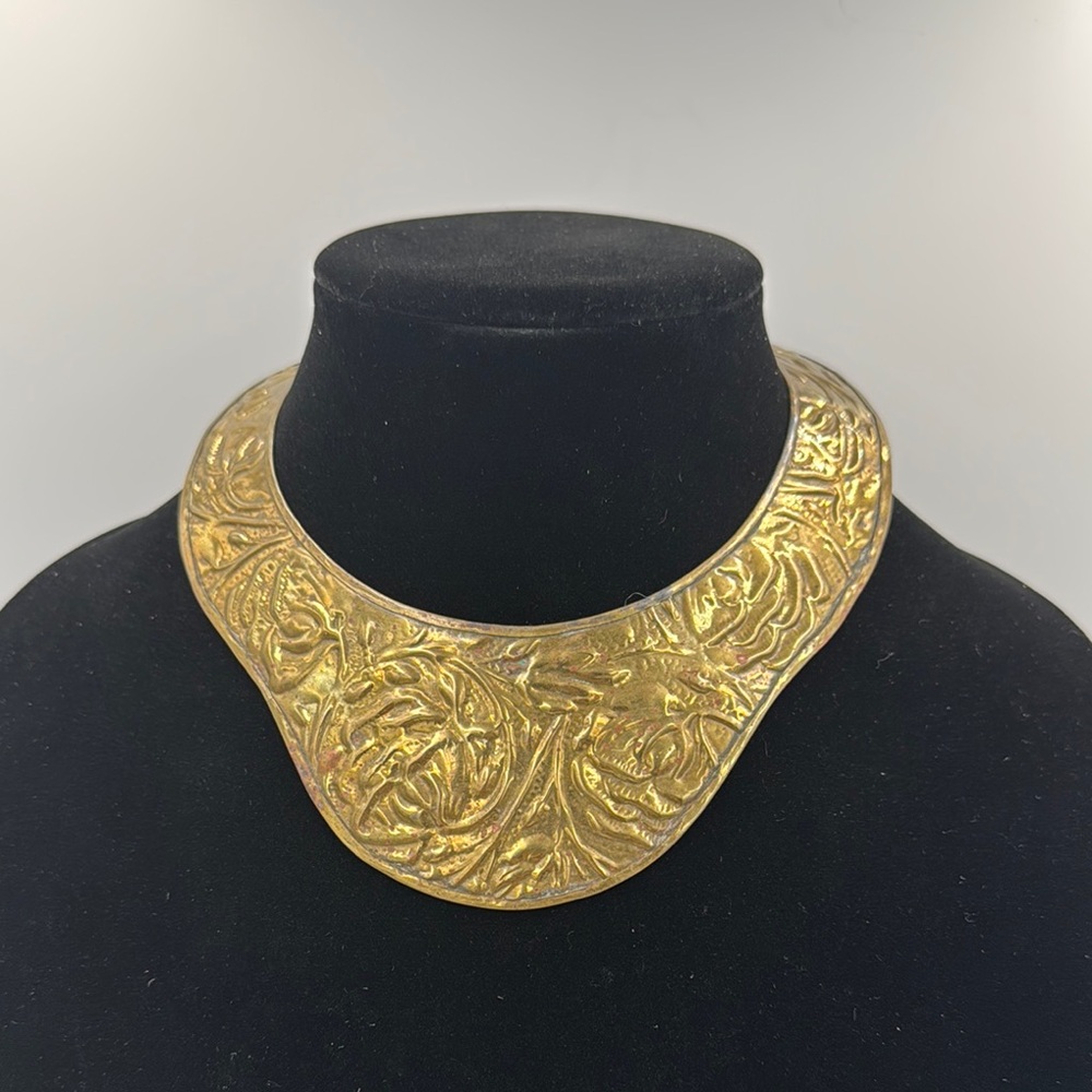 Floral Brass Choker Necklace